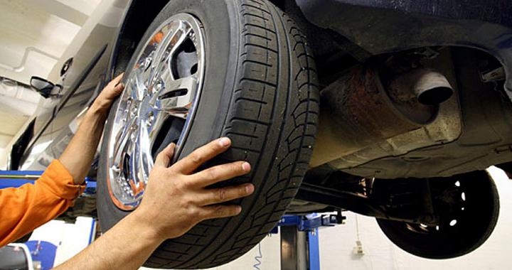 Close-up of vehicle tire.