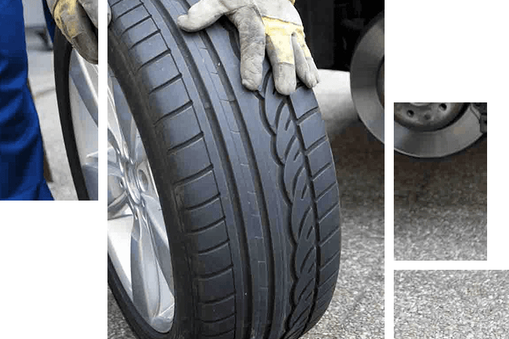 Close-up of vehicle tire.