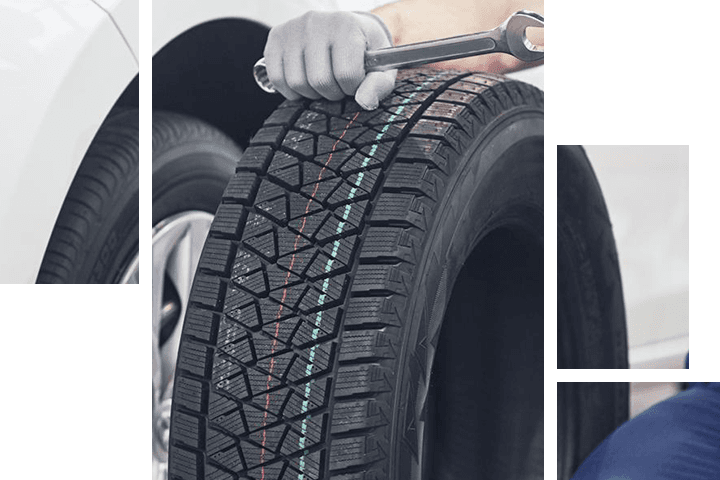 Close-up of vehicle tire.