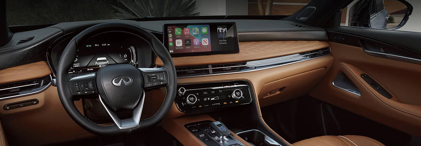Interior view of the front seat of a 2023 INFINITI QX60