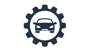 icon of a car inside a gear wheel