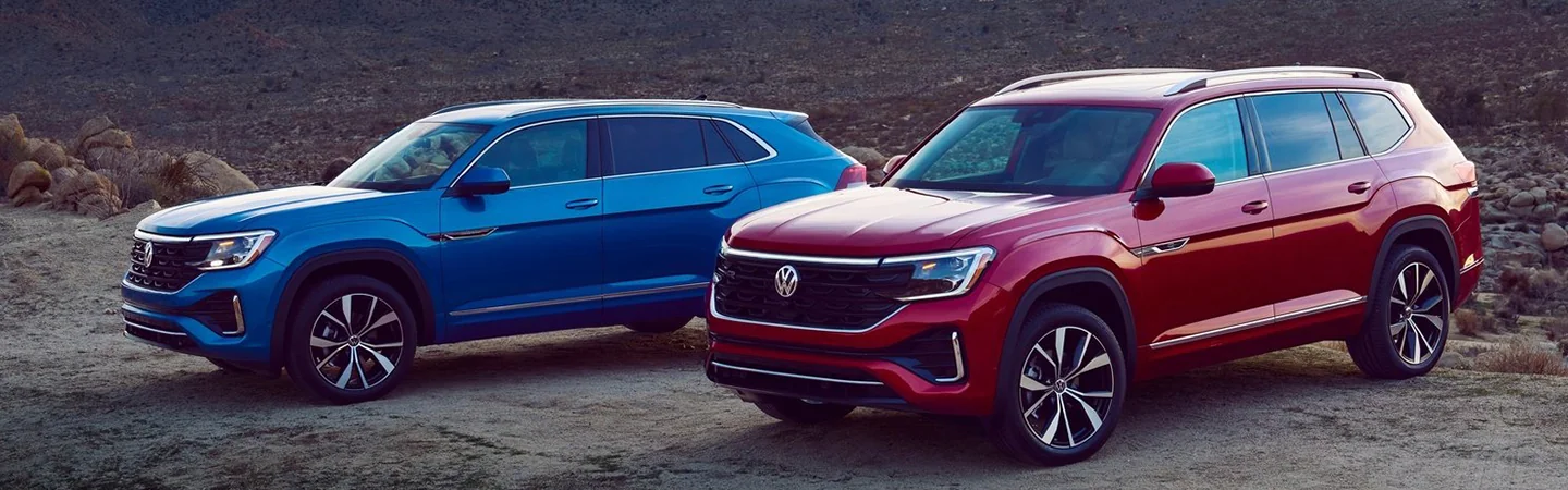 2024 Volkswagen Atlas Specs front view in red blue colour