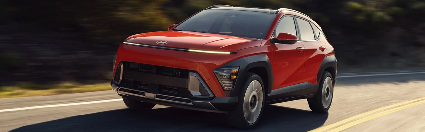 2024 Hyundai Kona Overview front side  with red colour
