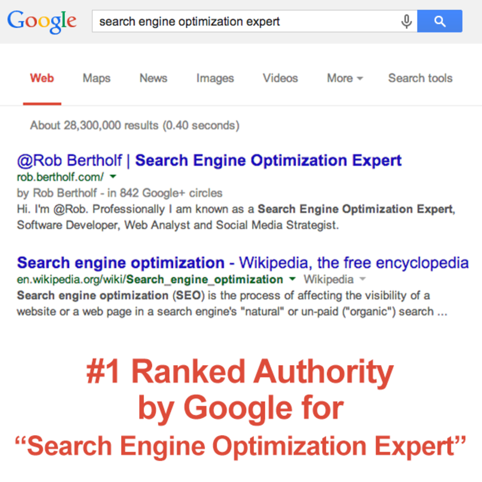 #1 Google Ranked "Search Engine Optimization Expert"