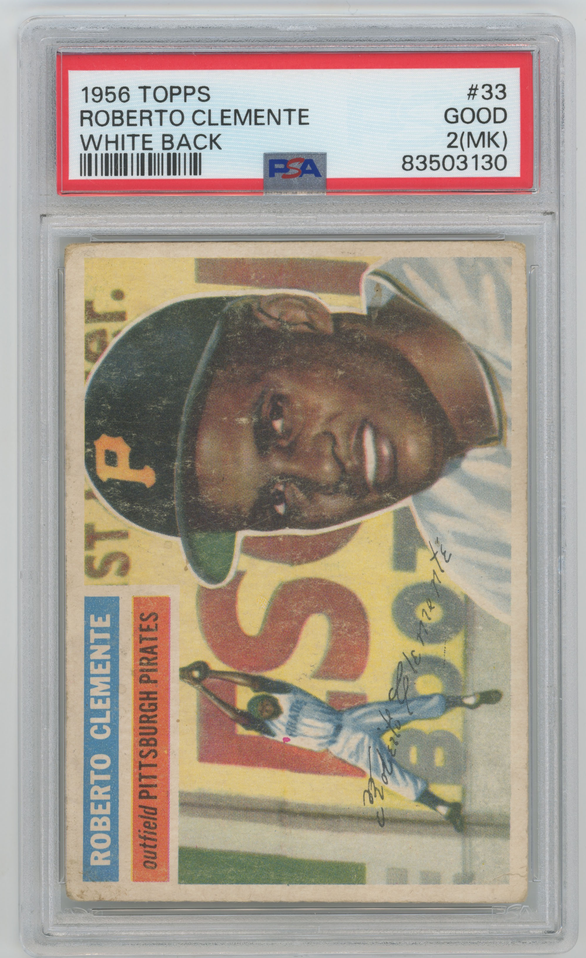 1956 Topps 33 Clemente PSA 2 mk