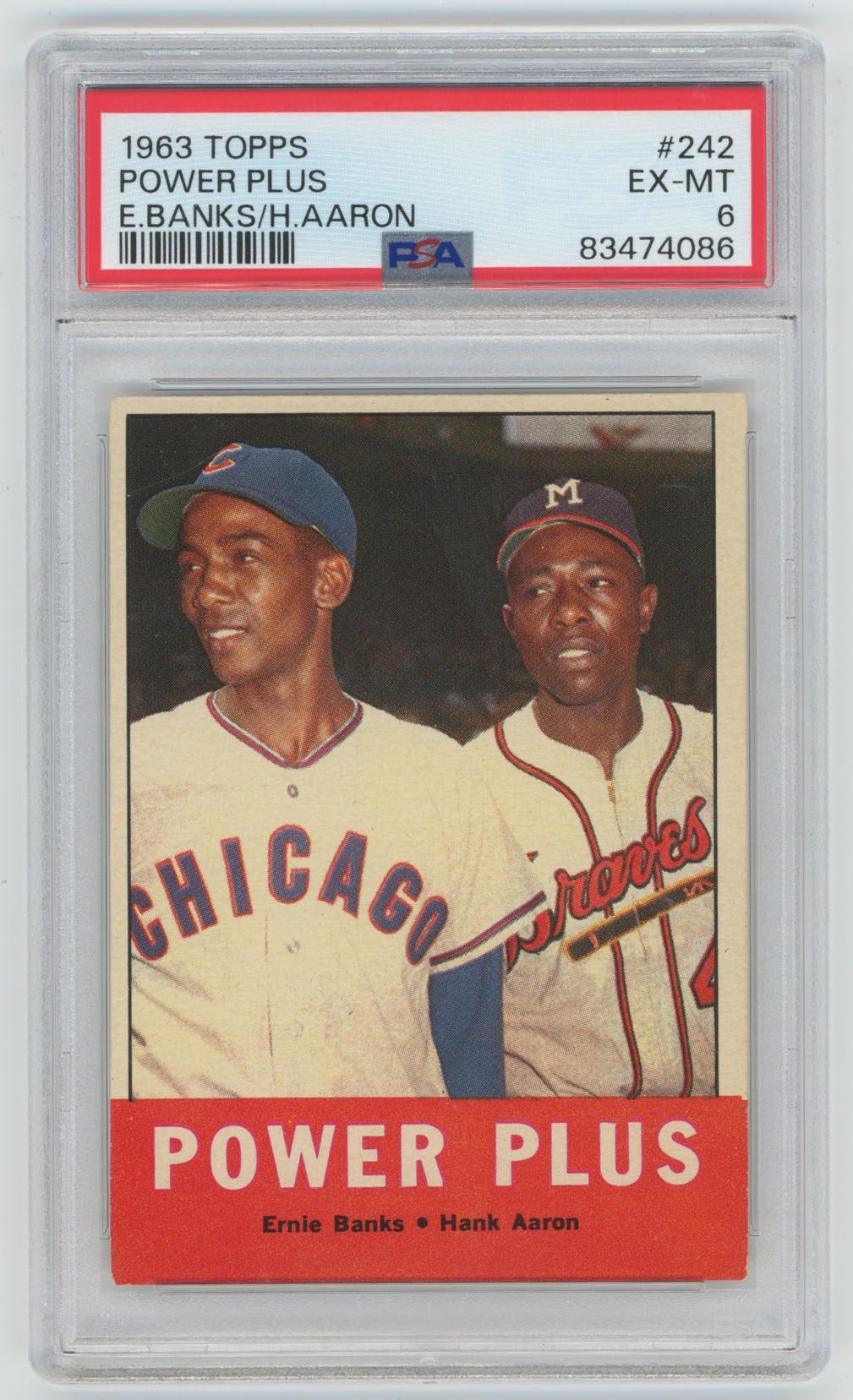 1963 Topps 242 Banks/Aaron PSA 6