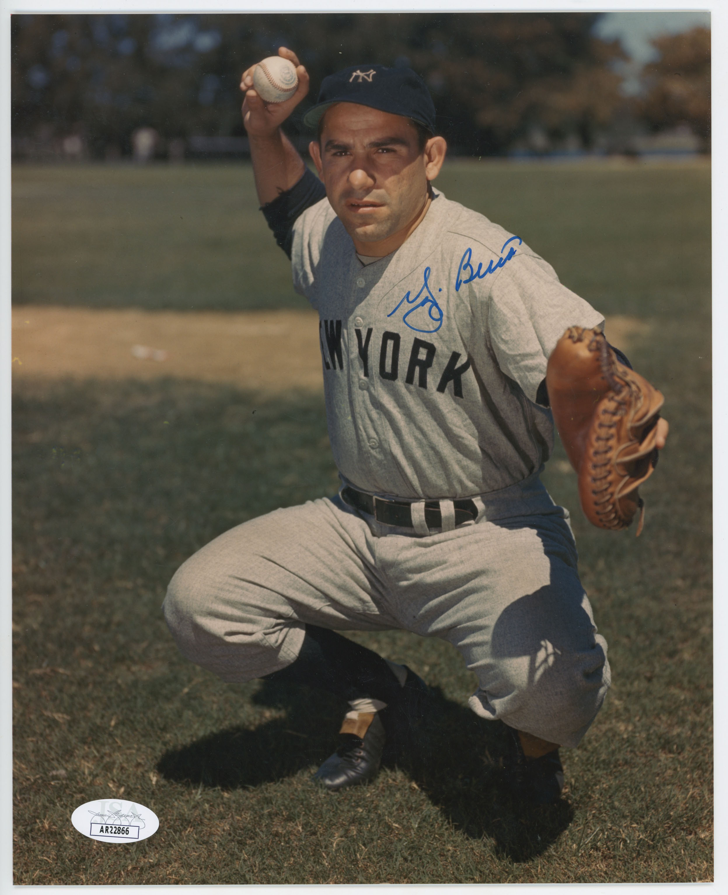 8 x 10  Berra, Yogi (NYY uniform) 9..5 JSA LOA (CARD)