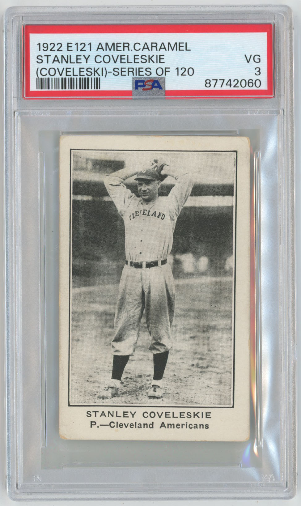 1922 E121 Series 120 14 Stanley Coveleskie PSA 3