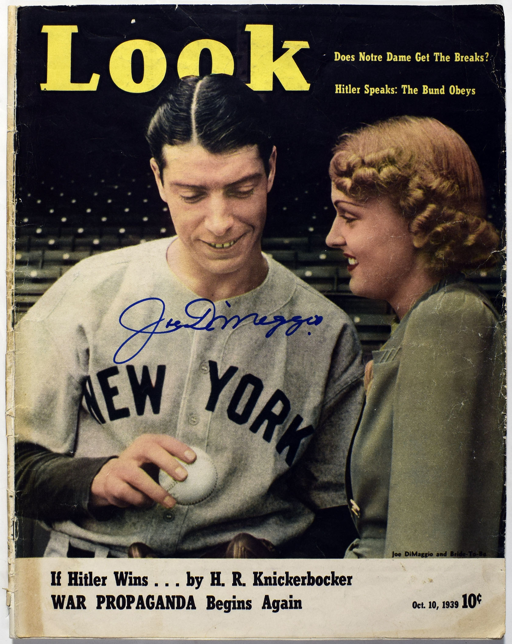  Program  DiMaggio, Joe Signed 1939 Look Magazine Full Issue 9.5 