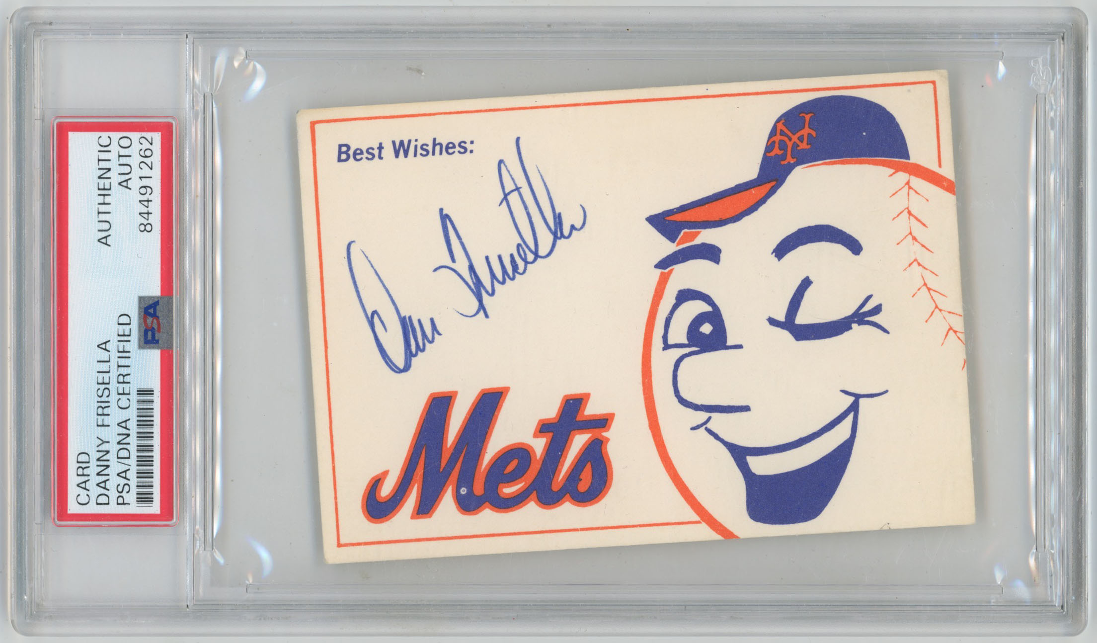    Frisella, Danny PSA-Slabbed Signed 1970 Era Mets Fan Club Card (D1977, scarce) 9 