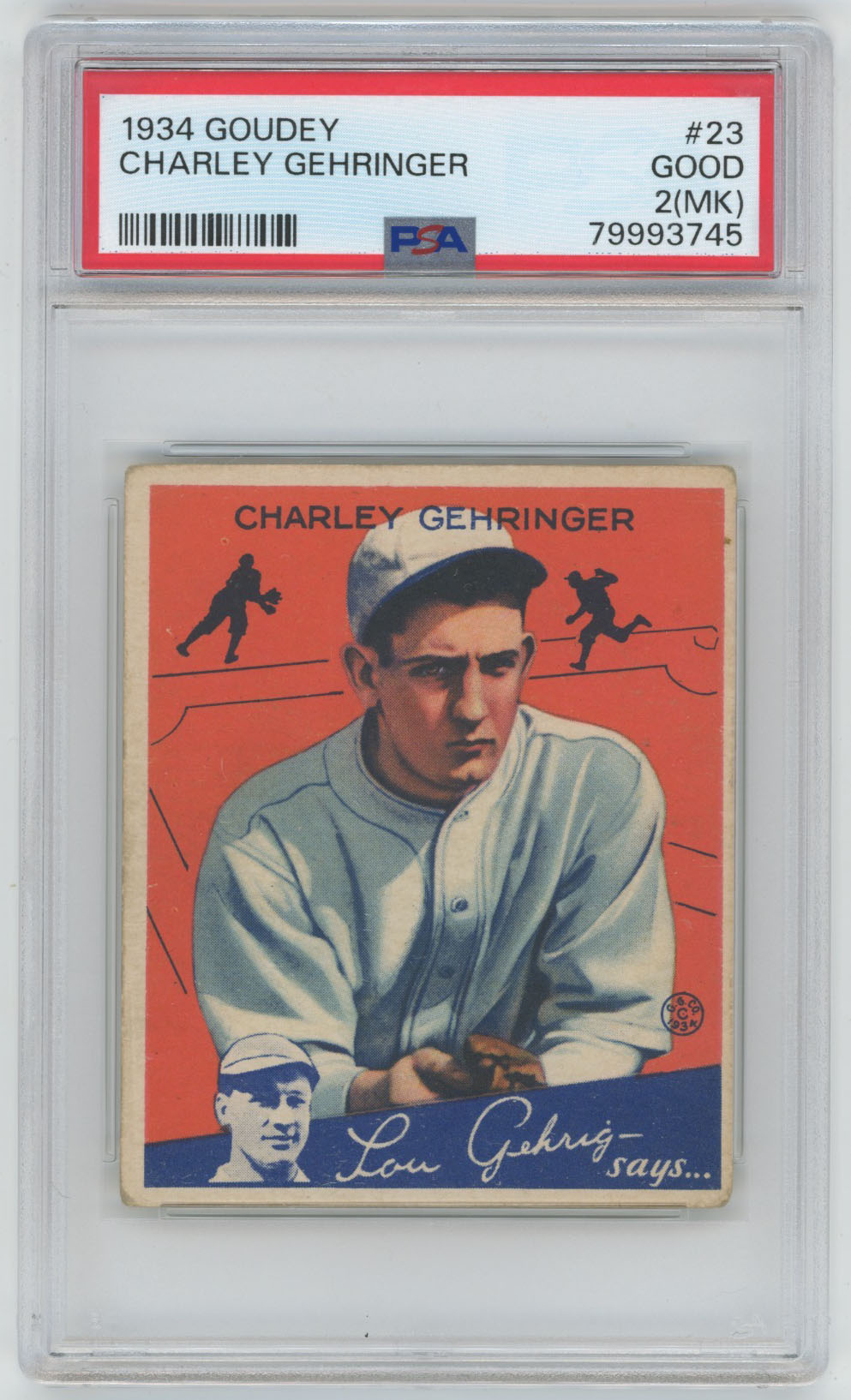 1934 Goudey 23 Gehringer PSA 2 mk