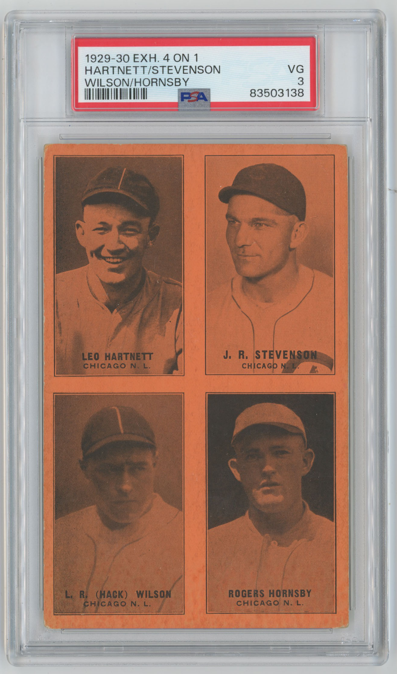 1929 Exhibit 30 Hartnett, Hornsby, Stevenson, Wilson PSA 3