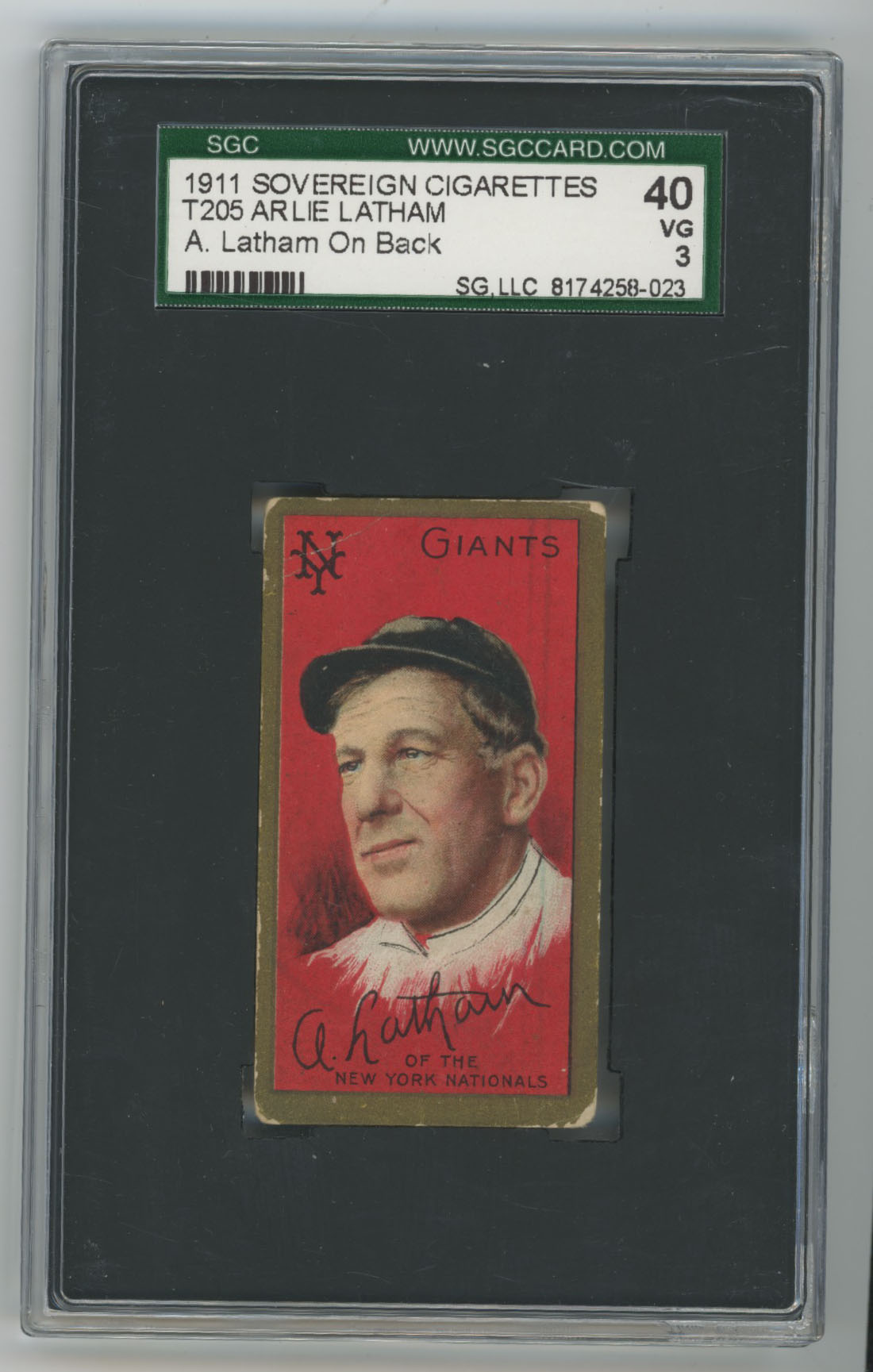 1911 T205 113 Latham (A. Latham on back) SGC 3