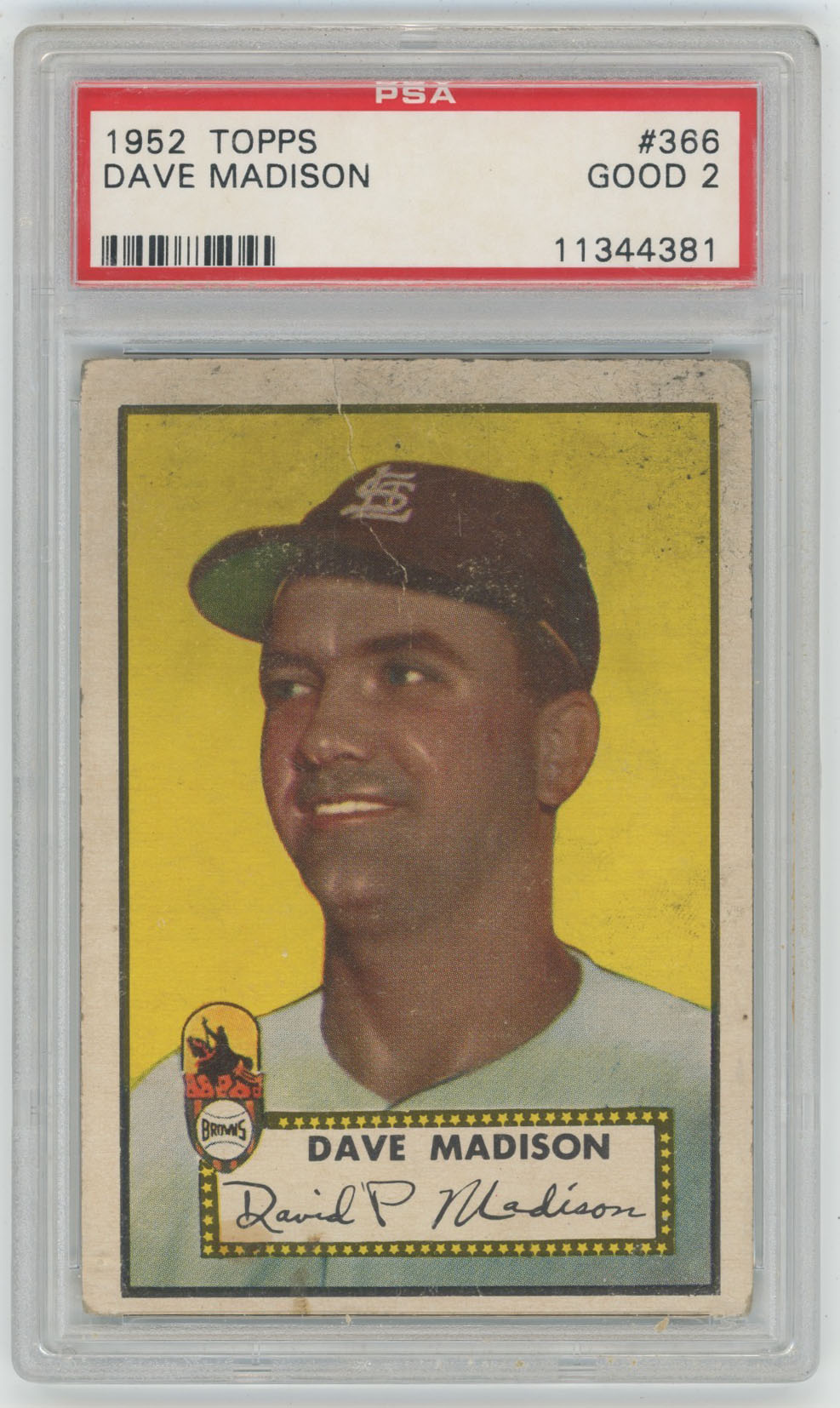 1952 Topps 366 Madison PSA 2