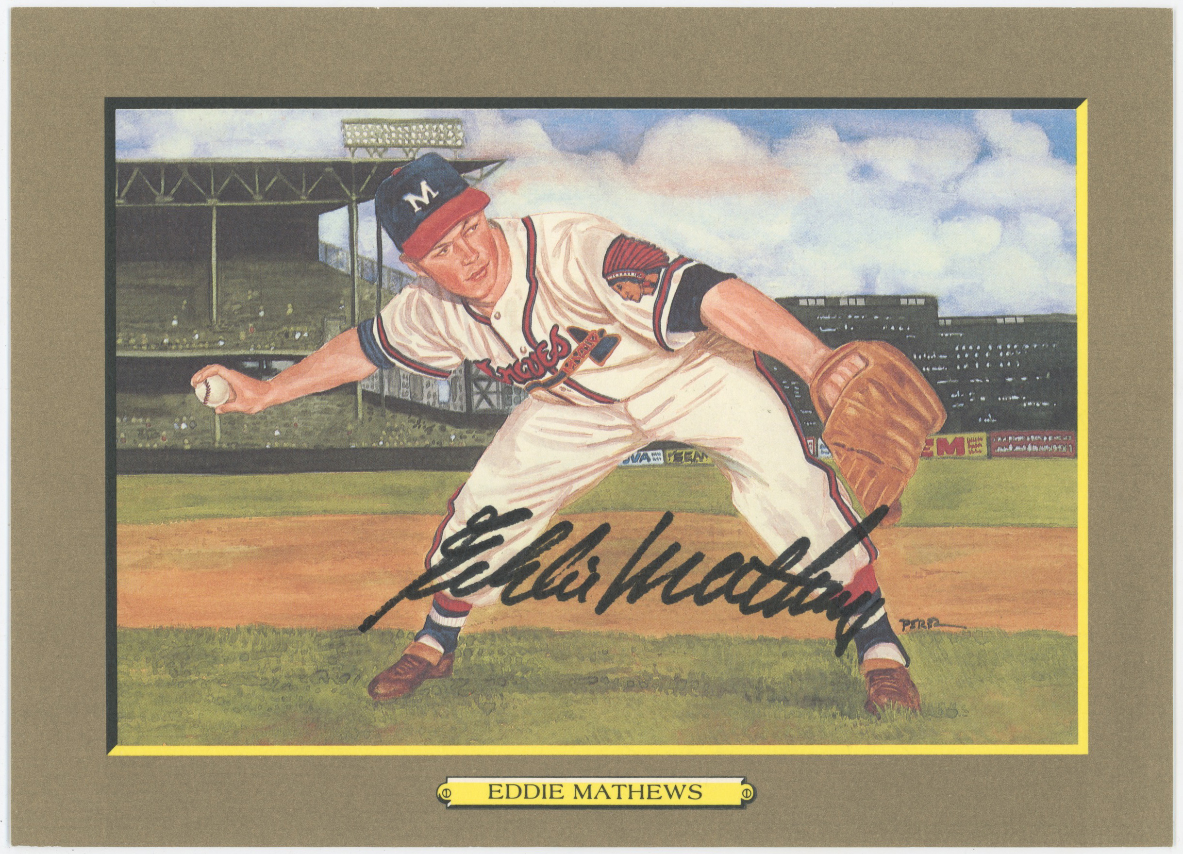 1985 Perez Steele Greatest Moments 28 Eddie Mathews 9.5 