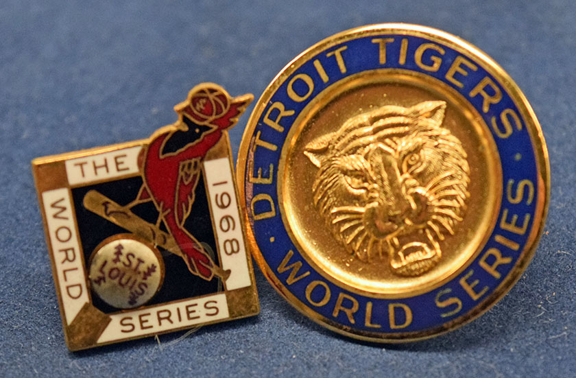 1968 Press Pin  Detroit Tigers and St. Louis Cardinals Pair