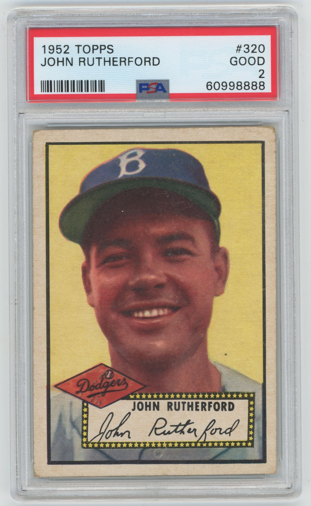 1952 Topps 320 Rutherford PSA 2