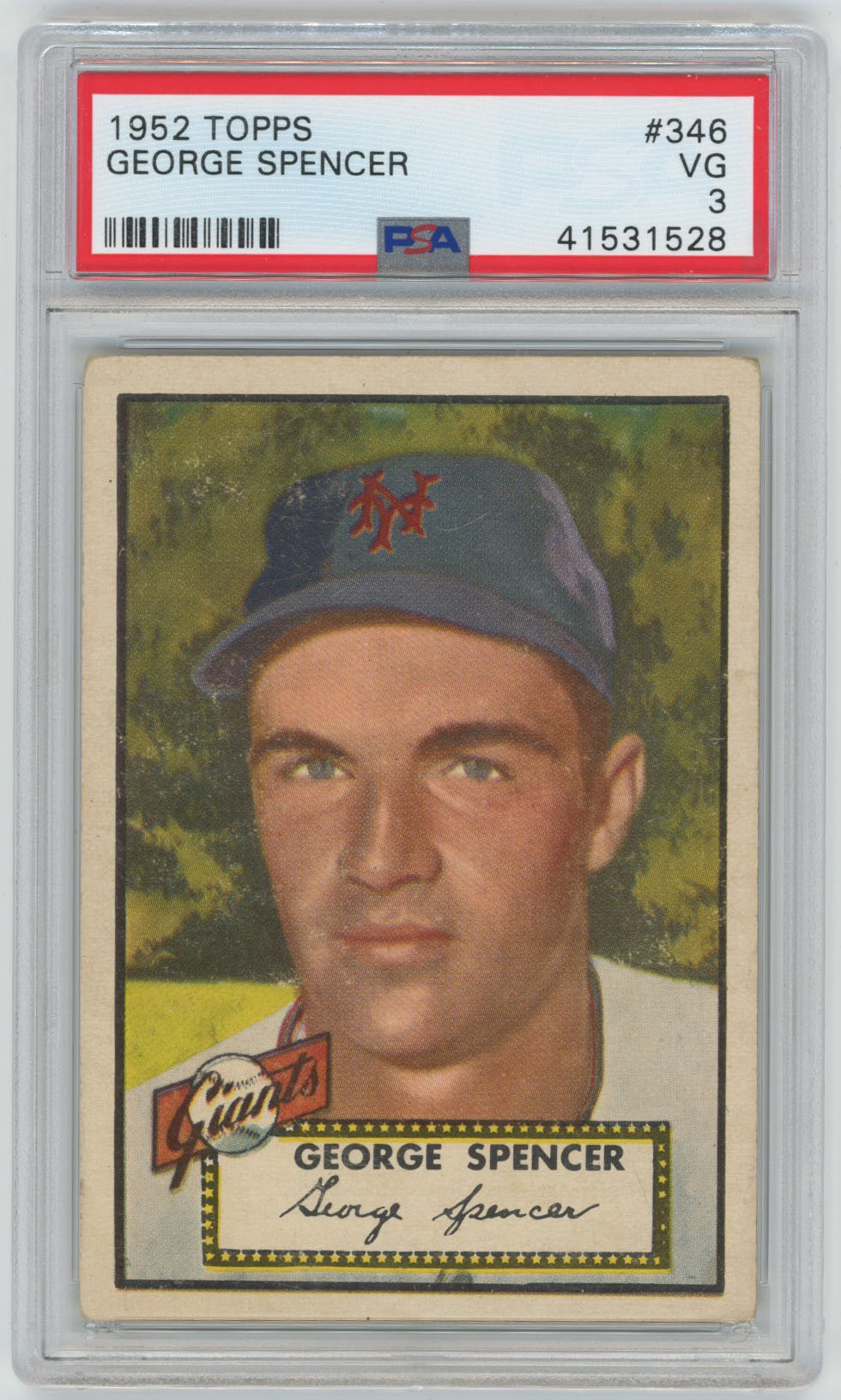 1952 Topps 346 Spencer PSA 3