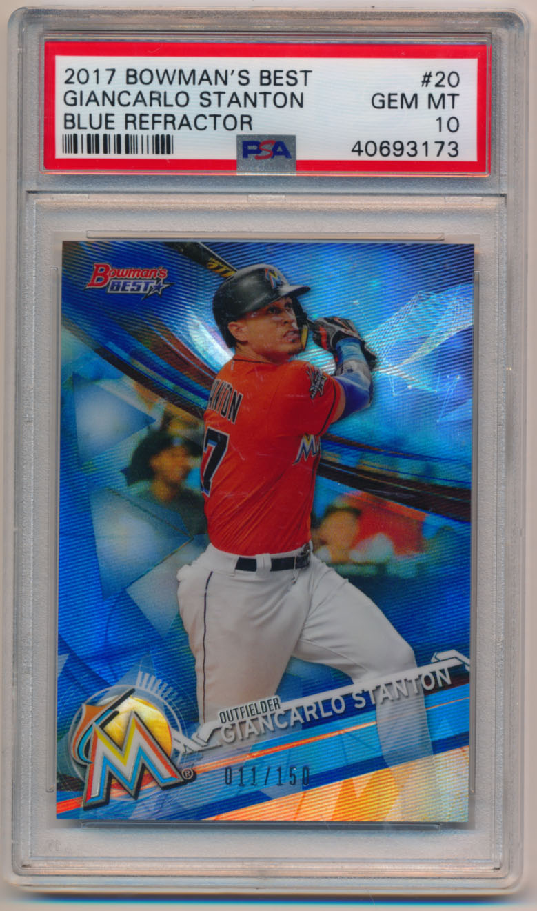 2017 Bowmans Best Giancarlo Stanton Blue Refractor PSA 10