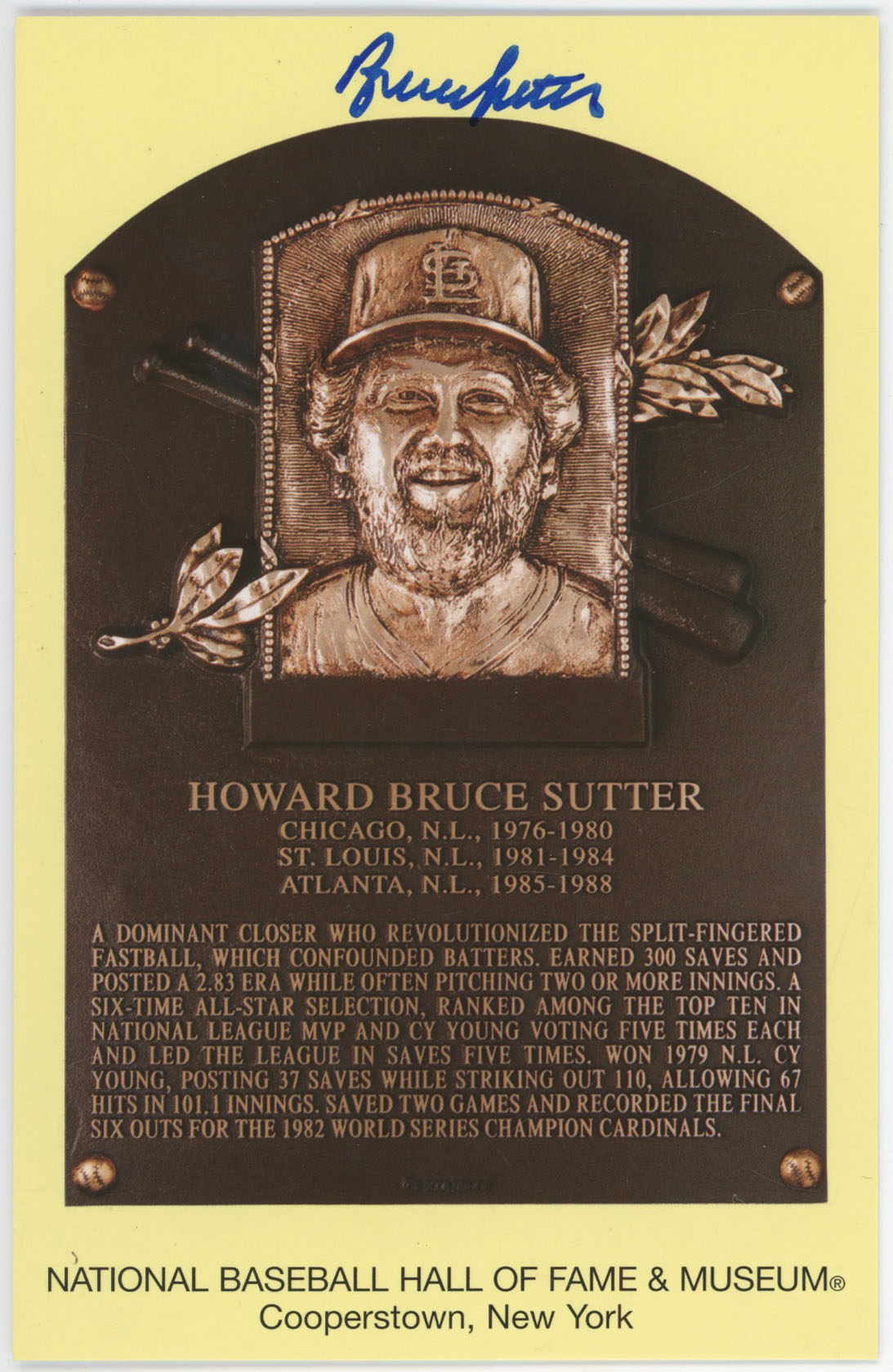  Yellow HOF Plaque 162 Bruce Sutter 9 