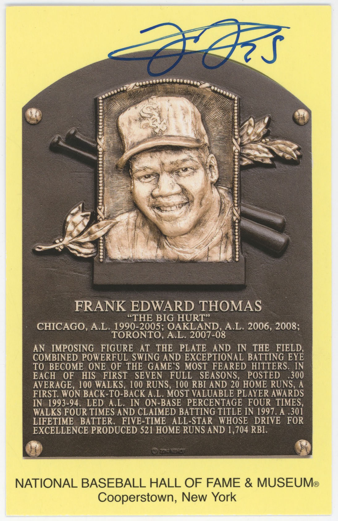  Yellow HOF Plaque 165 Frank Thomas 9.5 
