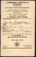 1977   Floyd Pattersons International Certificates of Vaccination Book (undated)  