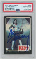 1979 Rock Stars  Ace Frehley Signed Original Trading Card PSA Kiss Auto POP 1  