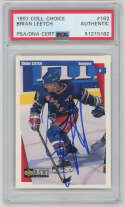 1997 Collectors Choice 162 Brian Leetch Signed Card Auto PSA   