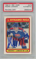 1990 O-Pee-Chee 472 Andrei Lomakin Signed Rookie Card OPC PSA   