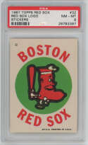 1967 Topps Red Sox Stickers 32 Red Sox Logo PSA 8 
