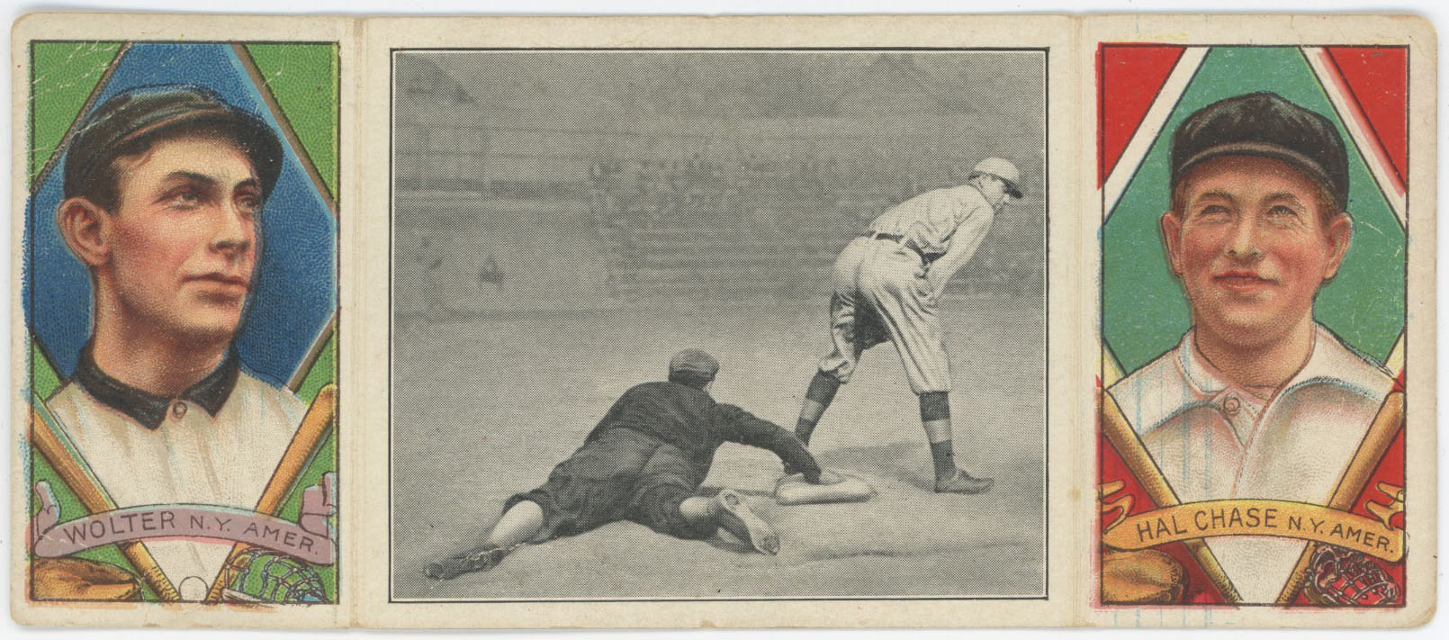 1912 T202 Triple Folders 15.2 Chase Gets Ball Too Late (Chase, Wolter) GVG