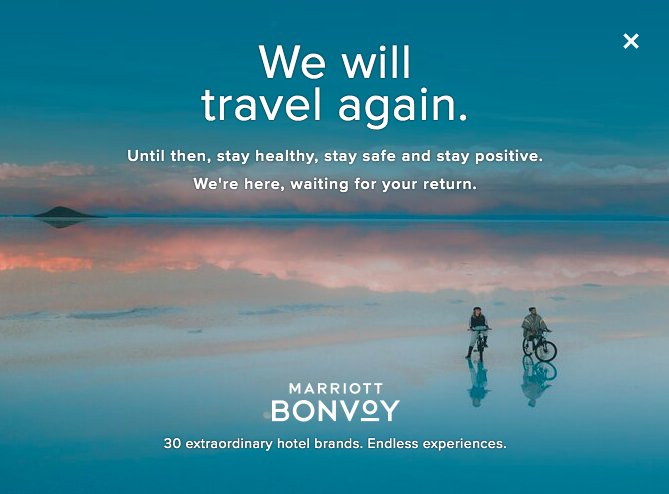 Marriot home page pop up
