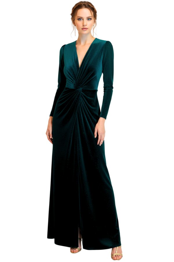 Idara Velvet Green Dress - Alquiler de vestido para Vestidos en Bogotá - Click2Dress