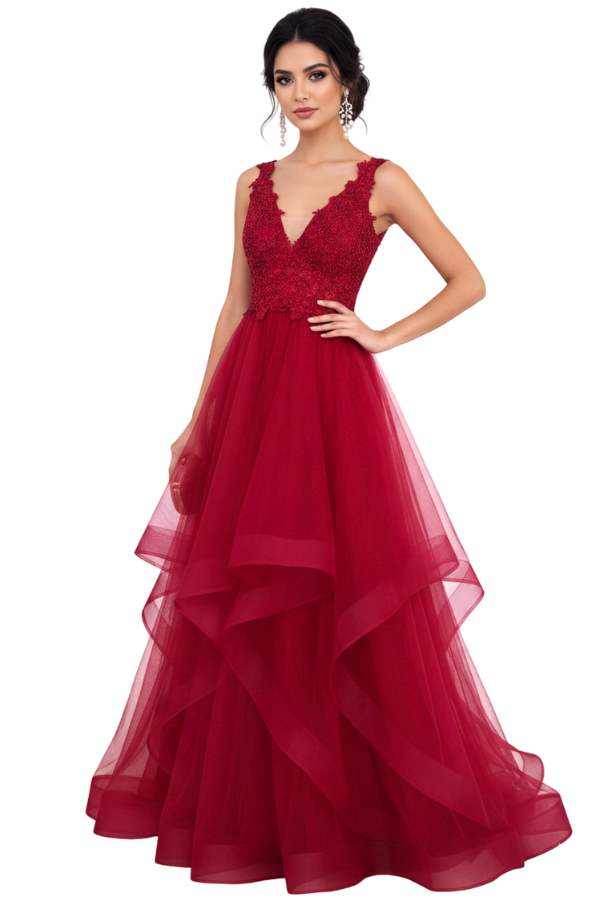 Aranjuez Wine Dress - Alquiler de vestido para eventos en Bogotá - Click2Dress