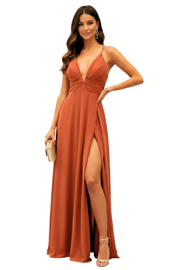 Paloma Terracota Dress  - Alquiler de vestido para Noche en Bogotá - Click2Dress