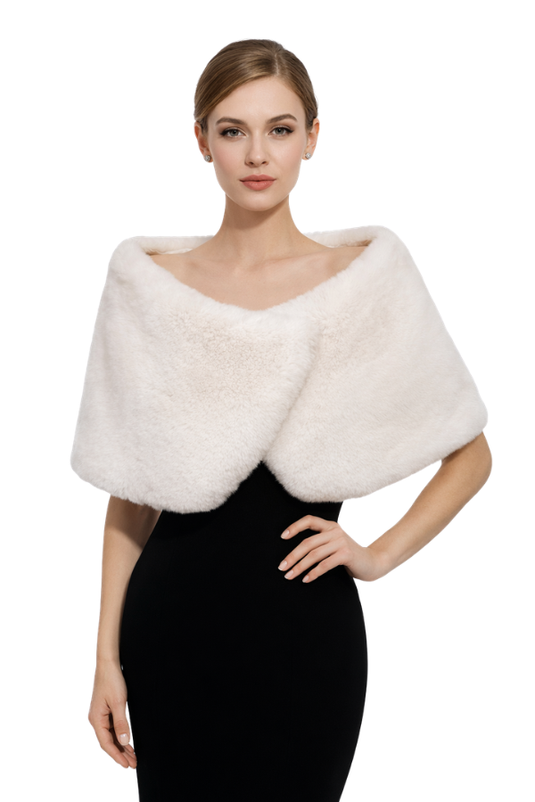 Capa piel marfil - Alquiler de vestido para Estolas en Bogotá - Click2Dress