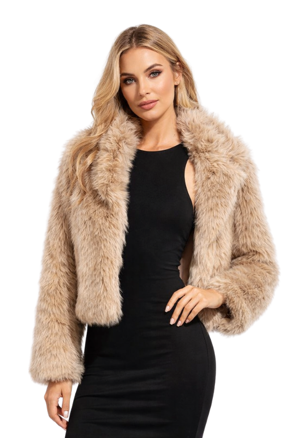 Abrigo en piel - Ocre - Alquiler de vestido para Estolas en Bogotá - Click2Dress