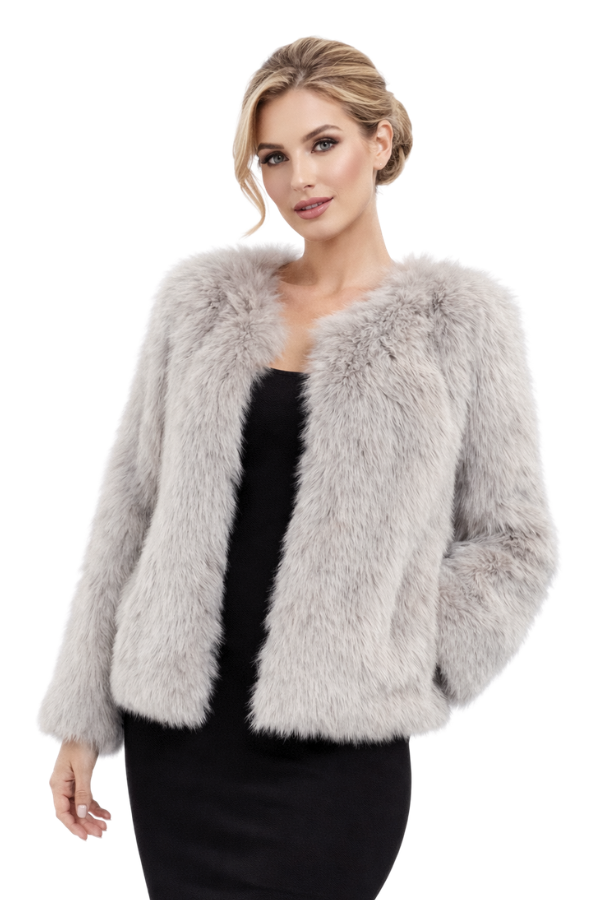 Abrigo en piel plata - Alquiler de vestido para Estolas en Bogotá - Click2Dress