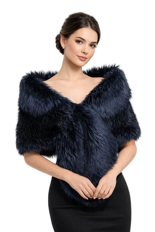 Piel  Azul oscura Ref Cobo - Alquiler de vestido para Estolas en Bogotá - Click2Dress