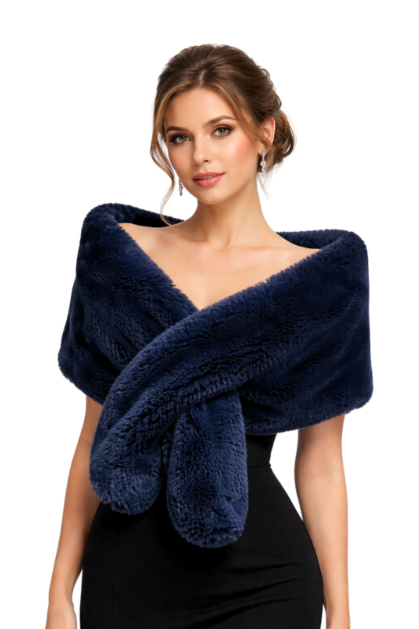 Piel  Muton azul noche - Alquiler de vestido para Estolas en Bogotá - Click2Dress