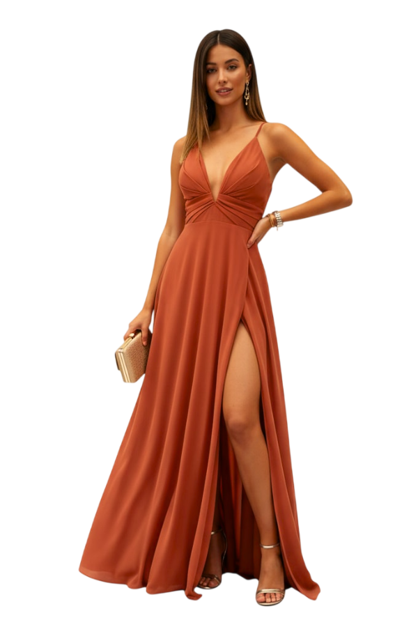 Paloma Terracota Dress  - Alquiler de vestido para Noche en Bogotá - Click2Dress