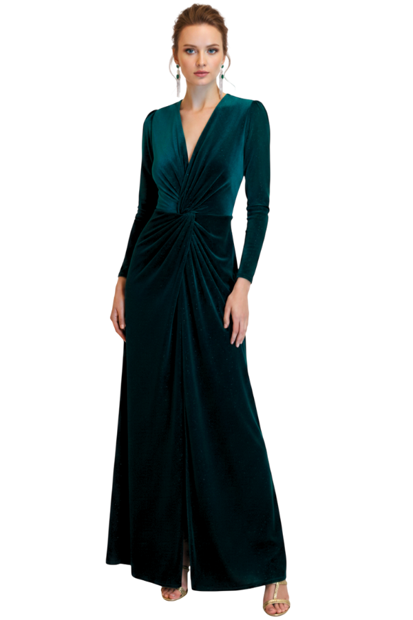 Idara Velvet Green Dress - Alquiler de vestido para Vestidos en Bogotá - Click2Dress