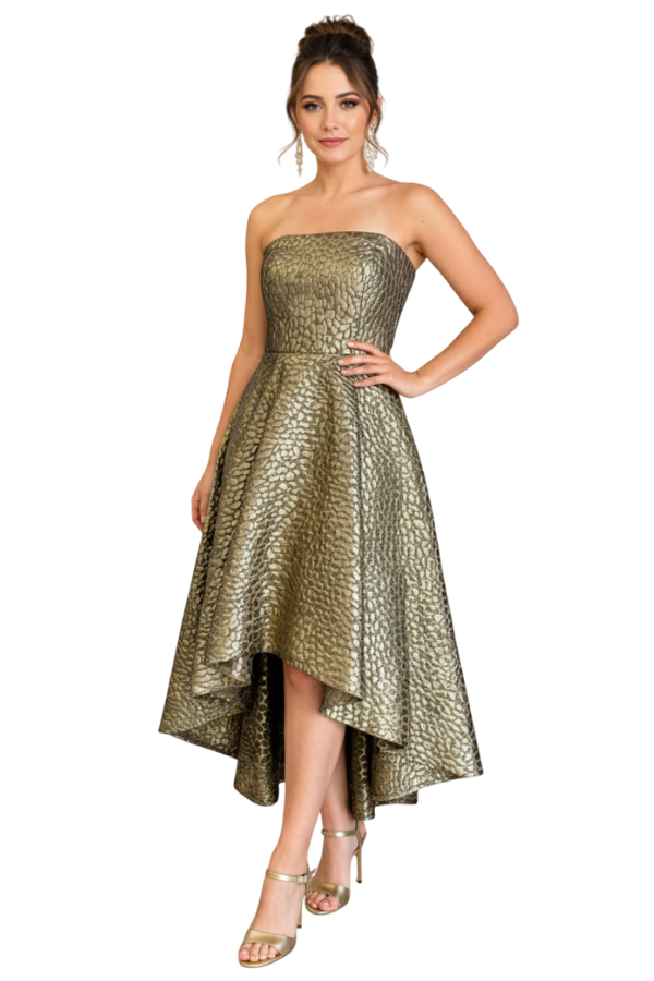 Simona Gold Dress  - Alquiler de vestido para New Arrivals en Bogotá - Click2Dress