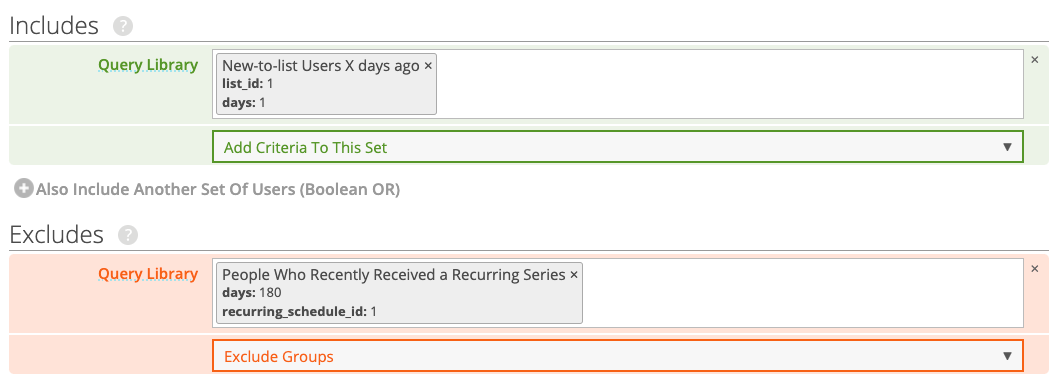 Targeting for Welcome Series Mailing 1