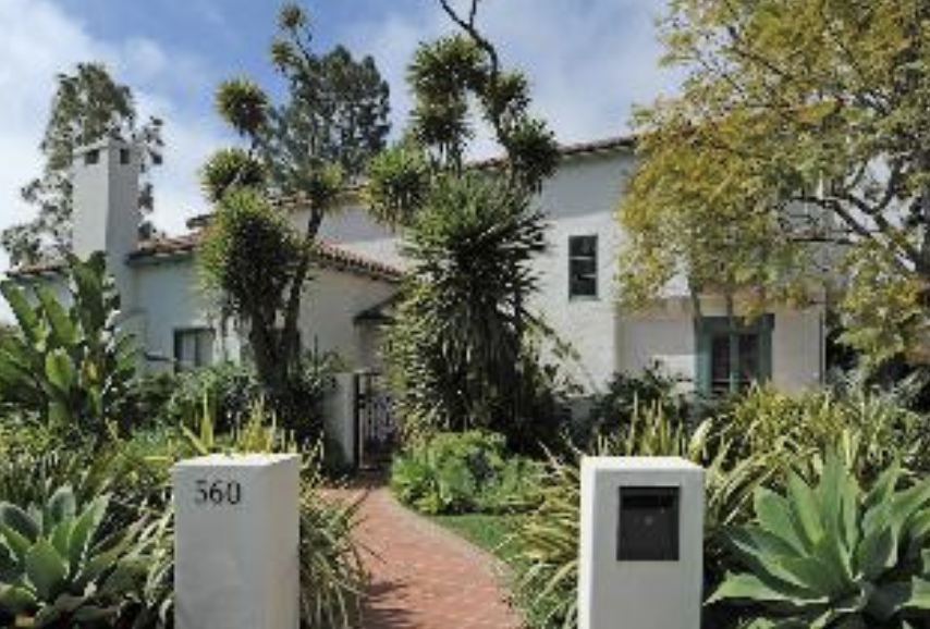 Gracious 1930's Spanish sited on an oversize corner lot N. of Montana. Tastefully remodeled and restored it has retained the beauty, charm and many details of the original structure. Four bedrooms, four baths, den, dining area and formal living with coved ceiling, wrought iron gate, arched doorways and a fireplace. Cook's kitchen with center isle that opens to the dining area creating a gathering place for friends and family. French doors open to patio with built-in seating, fire pit, beautiful pool and lawn. Master with fabulous bath, fireplace and adjacent office/meditation room and two additional bedrooms up. There is an aupair/guest bedroom down. Hardwood floors throughout the house. Located in Franklin School District.