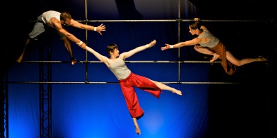 Ockhams Razor (Not Until We are Lost) - Blue Background Aerial theatre by Ockhams Razor (Not Until We are Lost). 20-24 October 2012. Nuffield Theatre, Lancaster.