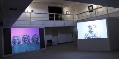 Mel Brimfield - Testing Media Exhibition Live at LICA 2014 showing screenings of 'Between Genius and Desire - Jackson (after Ed Harris)' and 'An Audience with Willy Little (excepts)'