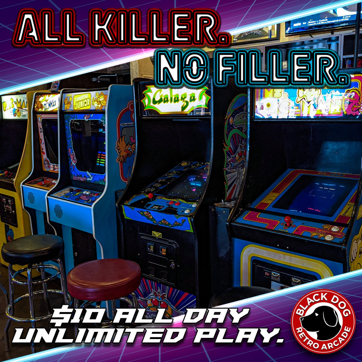 Sale fromBlack Dog Retro Arcade at IMPROV Comedy Club: Unlimited Play!