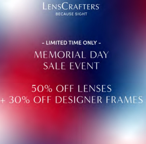 Sale fromLensCrafters: MEMORIAL DAY SALE EVENT