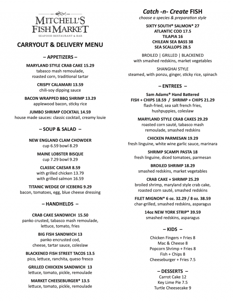 Carryout & Delivery Menu